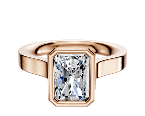 18K Rose Gold Bezel Full Bezel North/South Cathedral Flat 3.0mm Engagement Ring
