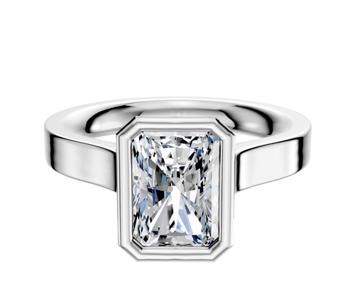 14K White Gold Bezel Full Bezel North/South Cathedral Flat 3.0mm Engagement Ring