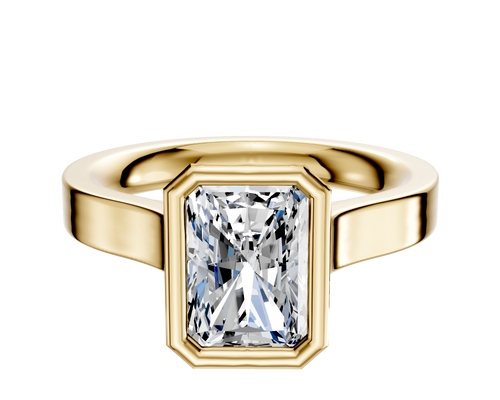 18K Yellow Gold Bezel Full Bezel North/South Cathedral Flat 3.0mm Engagement Ring