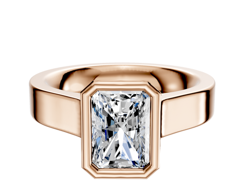 18K Rose Gold Bezel Full Bezel North/South Cathedral Flat 4.0mm Engagement Ring
