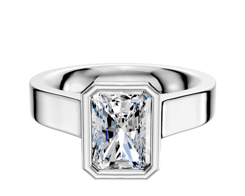 18K White Gold Bezel Full Bezel North/South Cathedral Flat 4.0mm Engagement Ring