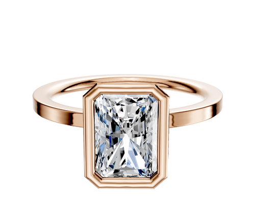 18K Rose Gold Bezel Full Bezel North/South Classic Flat 1.5mm Engagement Ring