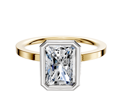 18K Two Tone Bezel Full Bezel North/South Classic Flat 1.5mm Engagement Ring