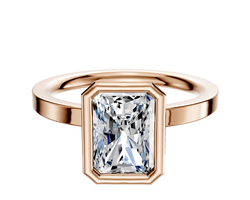 18K Rose Gold Bezel Full Bezel North/South Classic Flat 2.0mm Engagement Ring