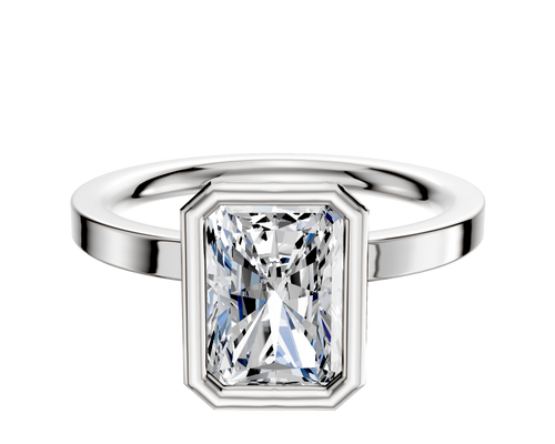 18K White Gold Bezel Full Bezel North/South Classic Flat 2.0mm Engagement Ring