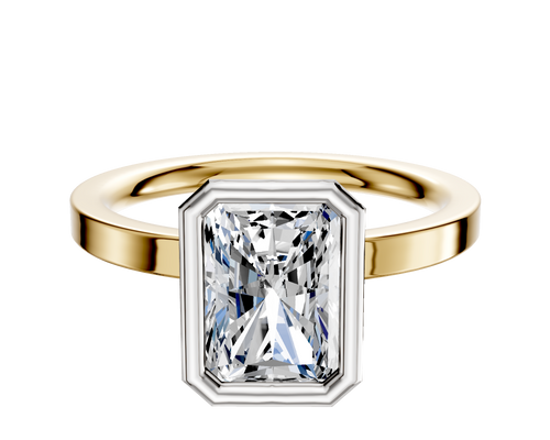 18K Two Tone Bezel Full Bezel North/South Classic Flat 2.0mm Engagement Ring