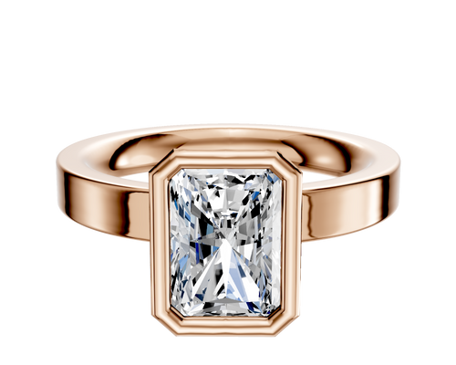 18K Rose Gold Bezel Full Bezel North/South Classic Flat 3.0mm Engagement Ring