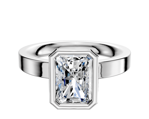18K White Gold Bezel Full Bezel North/South Classic Flat 3.0mm Engagement Ring