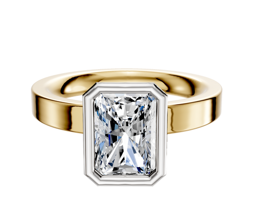 14K Two Tone Bezel Full Bezel North/South Classic Flat 3.0mm Engagement Ring