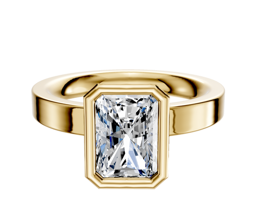 14K Yellow Gold Bezel Full Bezel North/South Classic Flat 3.0mm Engagement Ring
