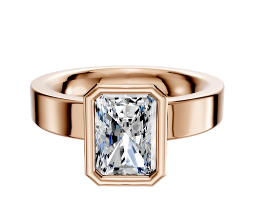 18K Rose Gold Bezel Full Bezel North/South Classic Flat 4.0mm Engagement Ring