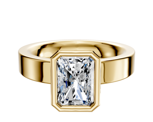 18K Yellow Gold Bezel Full Bezel North/South Classic Flat 4.0mm Engagement Ring