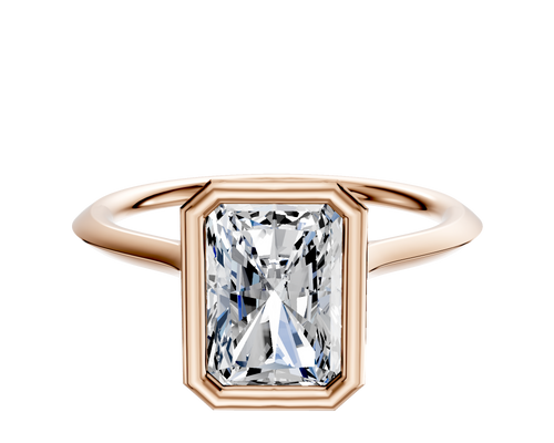 18K Rose Gold Bezel Full Bezel North/South Cathedral Knife Edge 1.5mm Engagement Ring