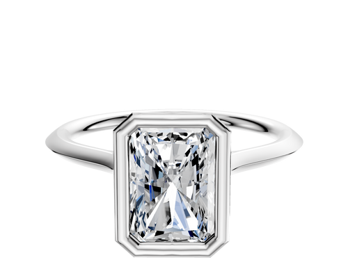 14K White Gold Bezel Full Bezel North/South Cathedral Knife Edge 1.5mm Engagement Ring