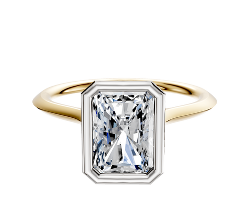 14K Two Tone Bezel Full Bezel North/South Cathedral Knife Edge 1.5mm Engagement Ring
