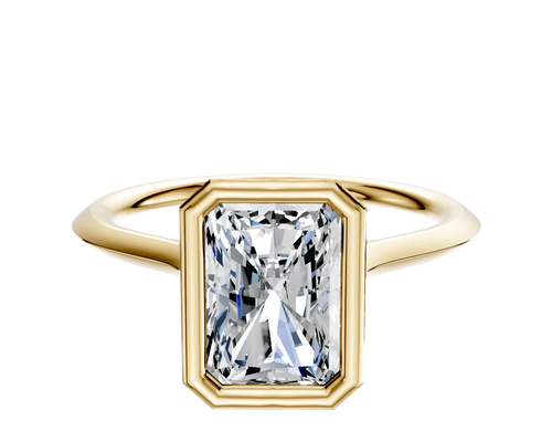 14K Yellow Gold Bezel Full Bezel North/South Cathedral Knife Edge 1.5mm Engagement Ring