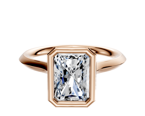 18K Rose Gold Bezel Full Bezel North/South Cathedral Knife Edge 2.0mm Engagement Ring