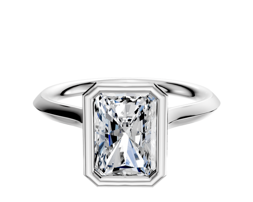 18K White Gold Bezel Full Bezel North/South Cathedral Knife Edge 2.0mm Engagement Ring
