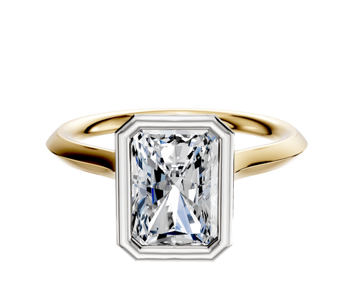 18K Two Tone Bezel Full Bezel North/South Cathedral Knife Edge 2.0mm Engagement Ring