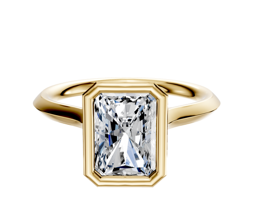 18K Yellow Gold Bezel Full Bezel North/South Cathedral Knife Edge 2.0mm Engagement Ring