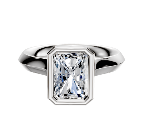 18K White Gold Bezel Full Bezel North/South Cathedral Knife Edge 3.0mm Engagement Ring