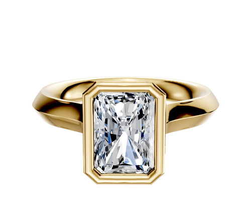 14K Yellow Gold Bezel Full Bezel North/South Cathedral Knife Edge 3.0mm Engagement Ring