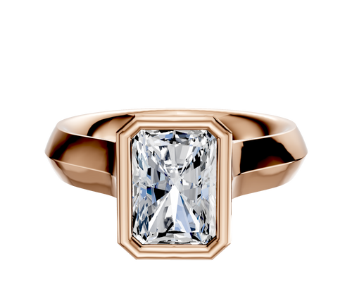 18K Rose Gold Bezel Full Bezel North/South Cathedral Knife Edge 4.0mm Engagement Ring