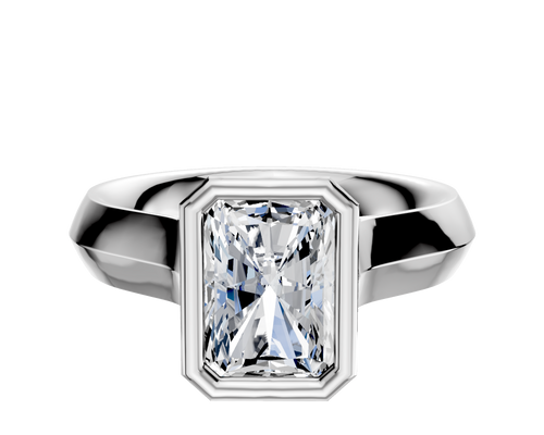 18K White Gold Bezel Full Bezel North/South Cathedral Knife Edge 4.0mm Engagement Ring