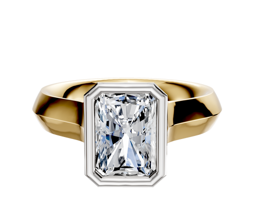 18K Two Tone Bezel Full Bezel North/South Cathedral Knife Edge 4.0mm Engagement Ring