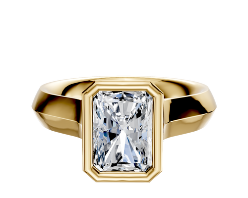 18K Yellow Gold Bezel Full Bezel North/South Cathedral Knife Edge 4.0mm Engagement Ring