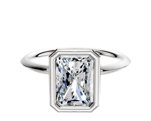 18K White Gold Bezel Full Bezel North/South Classic Knife Edge 1.5mm Engagement Ring