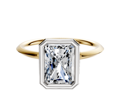 18K Two Tone Bezel Full Bezel North/South Classic Knife Edge 1.5mm Engagement Ring