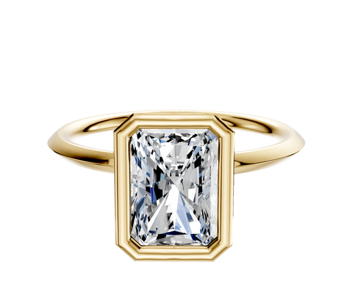14K Yellow Gold Bezel Full Bezel North/South Classic Knife Edge 1.5mm Engagement Ring