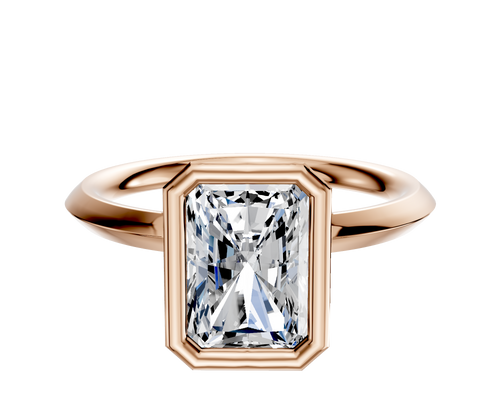 18K Rose Gold Bezel Full Bezel North/South Classic Knife Edge 2.0mm Engagement Ring