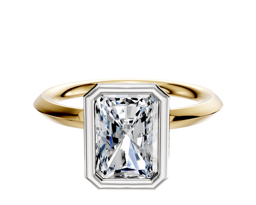 18K Two Tone Bezel Full Bezel North/South Classic Knife Edge 2.0mm Engagement Ring