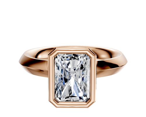 14K Rose Gold Bezel Full Bezel North/South Classic Knife Edge 3.0mm Engagement Ring