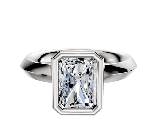 14K White Gold Bezel Full Bezel North/South Classic Knife Edge 3.0mm Engagement Ring