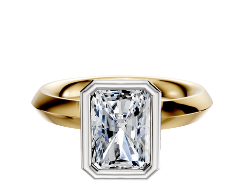 18K Two Tone Bezel Full Bezel North/South Classic Knife Edge 3.0mm Engagement Ring