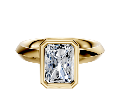18K Yellow Gold Bezel Full Bezel North/South Classic Knife Edge 3.0mm Engagement Ring