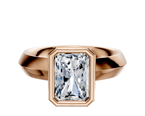14K Rose Gold Bezel Full Bezel North/South Classic Knife Edge 4.0mm Engagement Ring