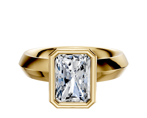 18K Yellow Gold Bezel Full Bezel North/South Classic Knife Edge 4.0mm Engagement Ring