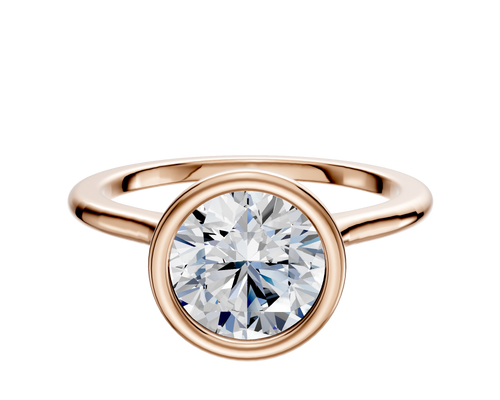 18K Rose Gold Bezel Full Bezel North/South Cathedral Dome 1.5mm Engagement Ring