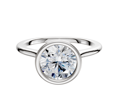 18K White Gold Bezel Full Bezel North/South Cathedral Dome 1.5mm Engagement Ring
