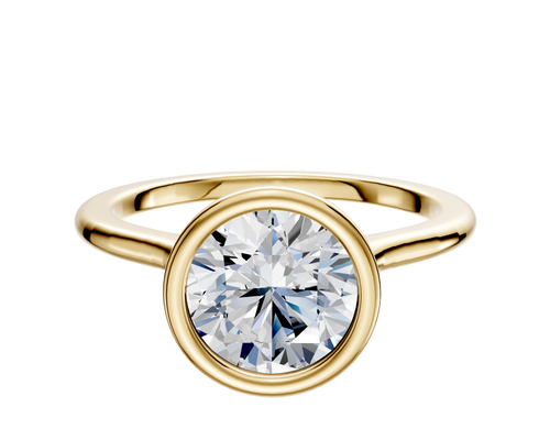 18K Yellow Gold Bezel Full Bezel North/South Cathedral Dome 1.5mm Engagement Ring