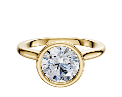 18K Yellow Gold Bezel Full Bezel North/South Cathedral Dome 2.0mm Engagement Ring