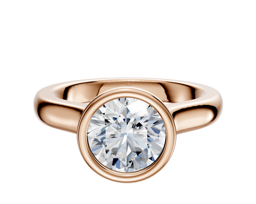 18K Rose Gold Bezel Full Bezel North/South Cathedral Dome 3.0mm Engagement Ring