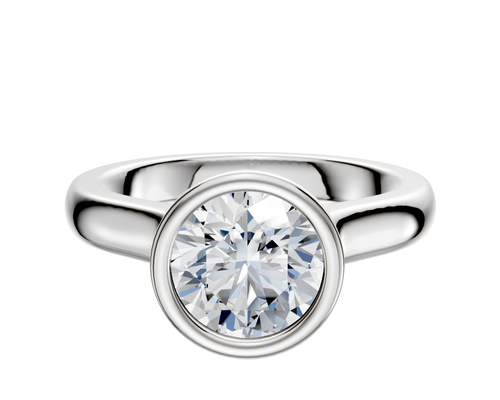18K White Gold Bezel Full Bezel North/South Cathedral Dome 3.0mm Engagement Ring