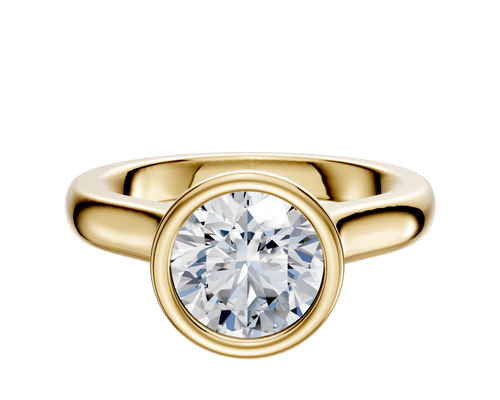 14K Yellow Gold Bezel Full Bezel North/South Cathedral Dome 3.0mm Engagement Ring