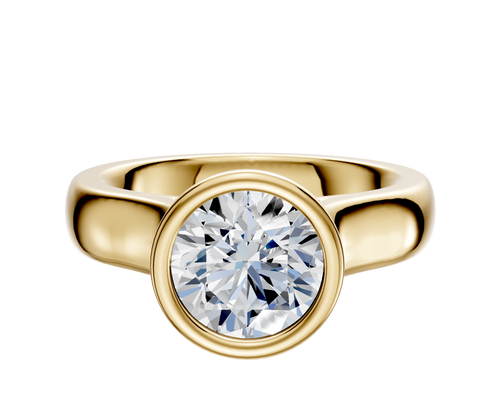 18K Yellow Gold Bezel Full Bezel North/South Cathedral Dome 4.0mm Engagement Ring