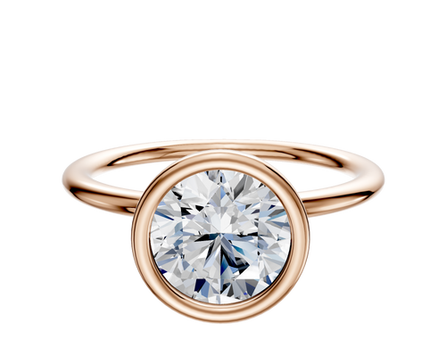 18K Rose Gold Bezel Full Bezel North/South Classic Dome 1.5mm Engagement Ring